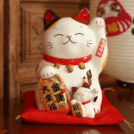 大号招财猫摆件陶瓷大运福招财猫摆件生日开业乔迁创意礼物日式
