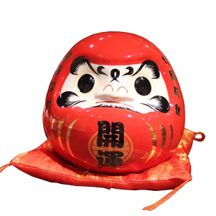 红色日式达摩蛋陶瓷小摆件日本料理店装饰寿司店铺开业礼品存钱罐