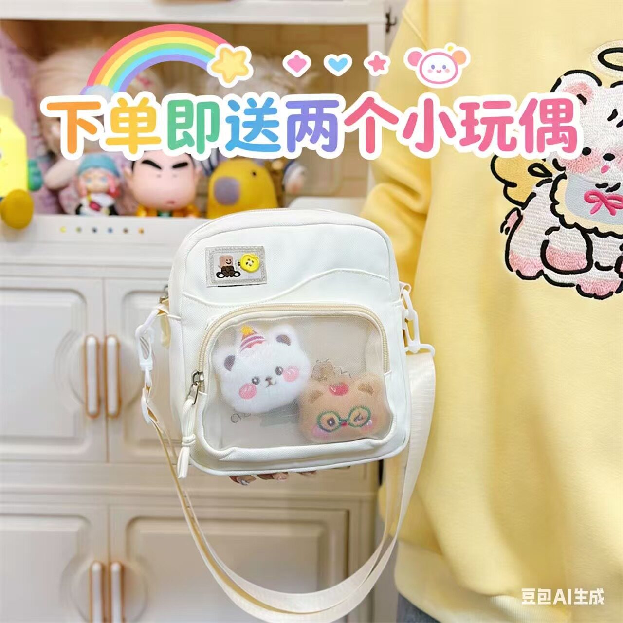 可爱卡通小包包女日系少女风玩偶学生单肩包森系旅行小挎包斜挎包