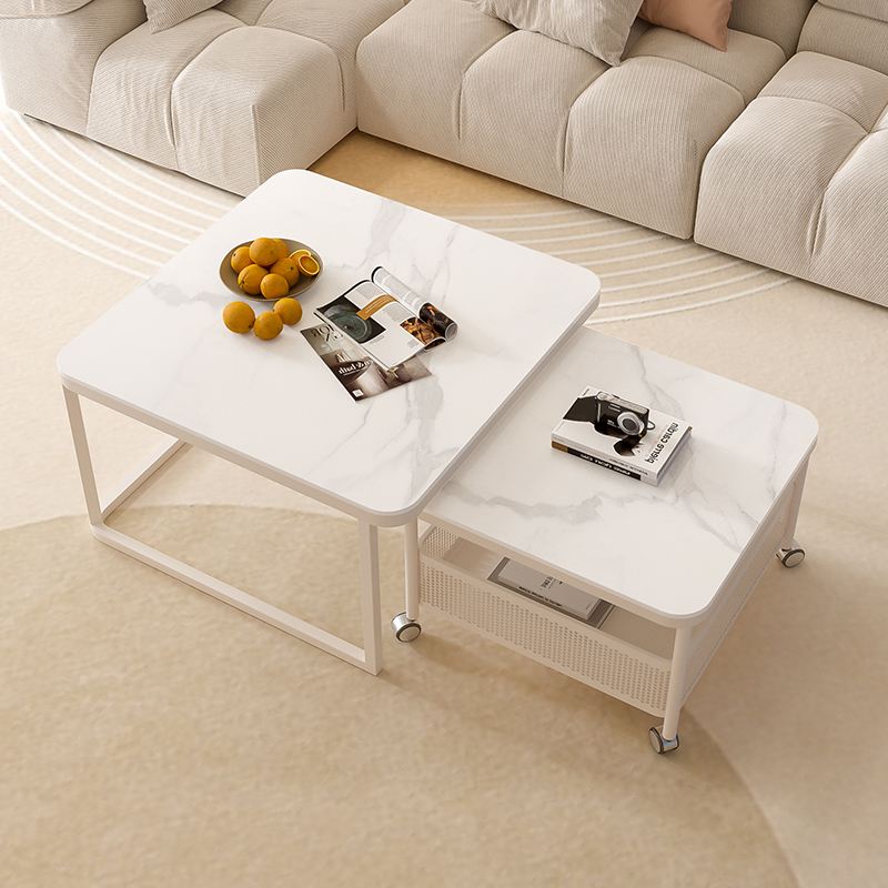 馨斯丽岩板组合带轮移动奶油风