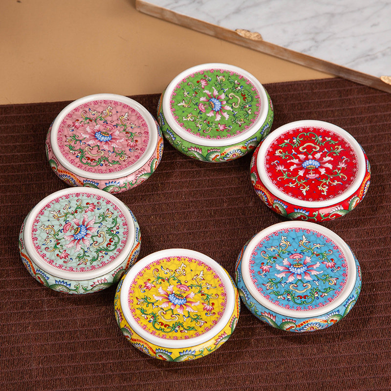 杯垫隔热垫茶托杯托茶具家用珐琅彩功夫茶具配件禅意杯垫摆件圆托