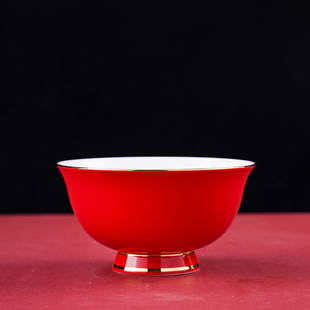 景德镇釉下彩陶瓷餐具轻奢简约纯色描金高脚防烫创意米饭碗面碗