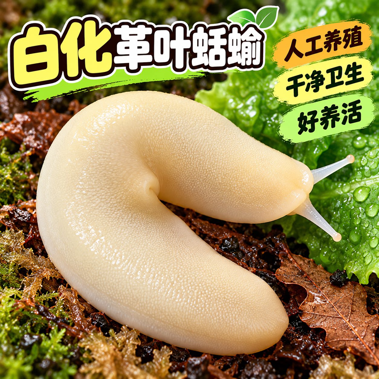 白化革叶蛞蝓活体宠物小众异宠实验用鼻涕虫可爱QQ糖好养人工繁育