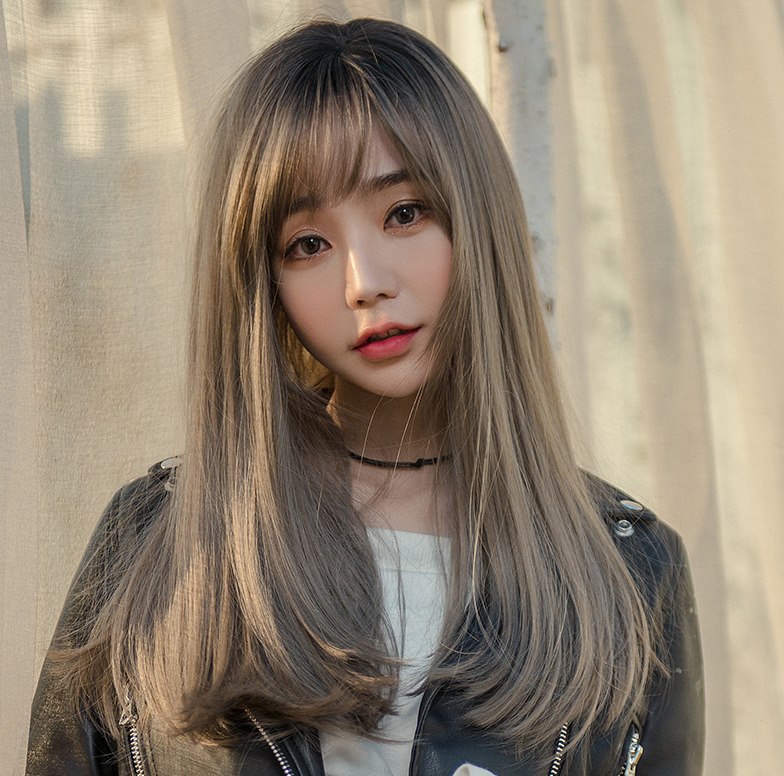 假发女中y长发自然日常圆脸网红锁骨发韩式发型内扣长直发全头套