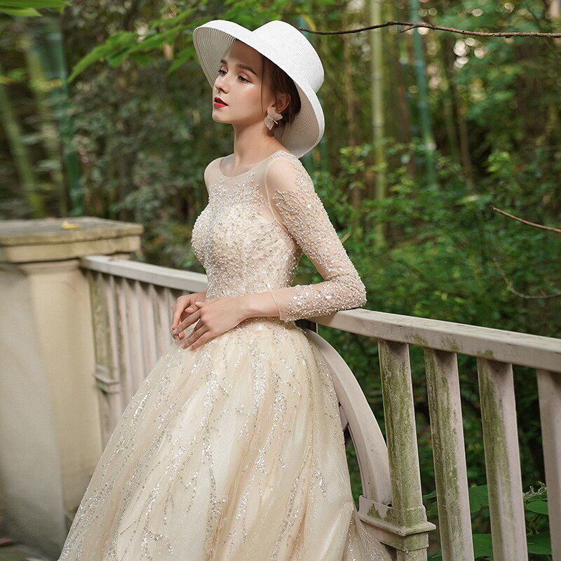 主婚纱礼服2020新款春季新娘长袖森系超仙梦幻豪华奢侈星空拖尾女|msdalam kategori Butik wanita / wanita, perkahwinan/Cheongsam/pakaian, perkahwinan - dari Buy2taobao.com untuk memberikan perkhidmatan ejen Taobao profesional membeli