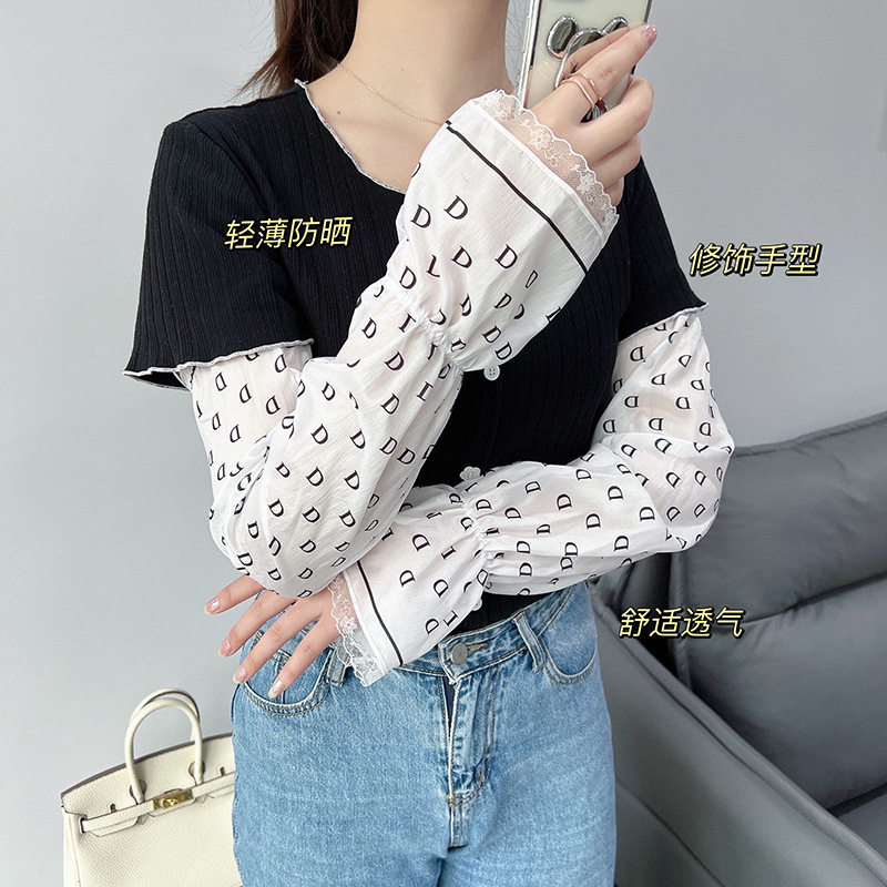 手臂防晒袖套女2022丝雅新款灯笼袖遮阳冰袖户外骑行开车薄款手袖