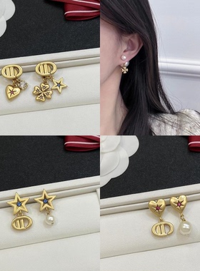 欧美新款爱心星星四叶草cd耳钉女轻奢高级感秋冬耳环气质耳饰项链