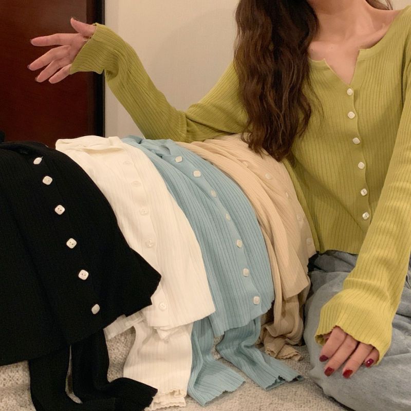 韩版休闲薄款开衫外套女夏季新款慵懒风防晒衫insV领透气长袖上衣