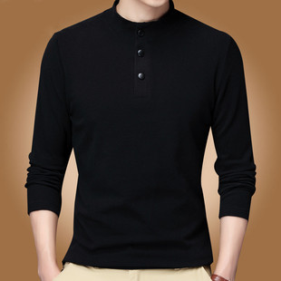 体恤衫 男t恤秋冬季 百搭纯色上衣服双面德绒潮流大码 修身 2025新款
