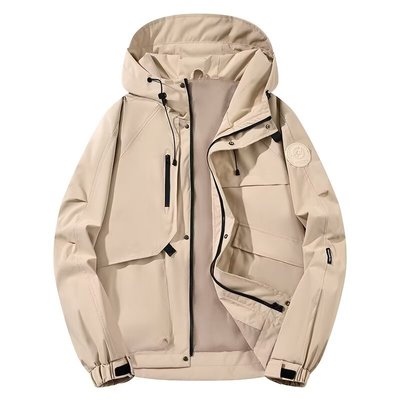 男款风衣2025春秋新款宽松大码防风外套连帽帅气情侣款山系登山服