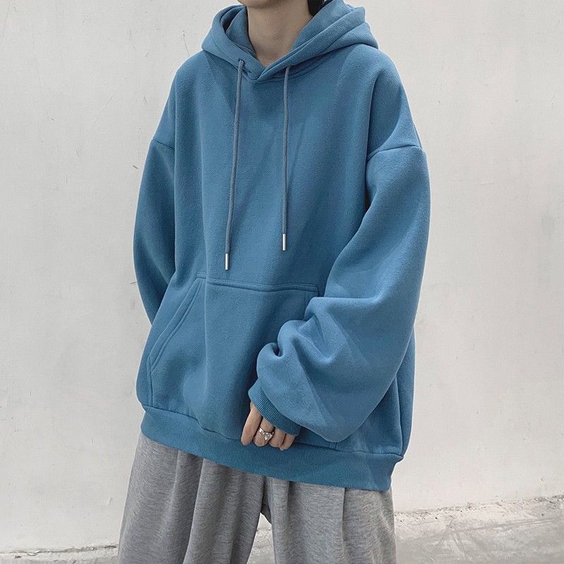 清仓捡漏外贸原单尾货连帽卫衣男春秋冬季宽松百搭大码纯色上衣潮