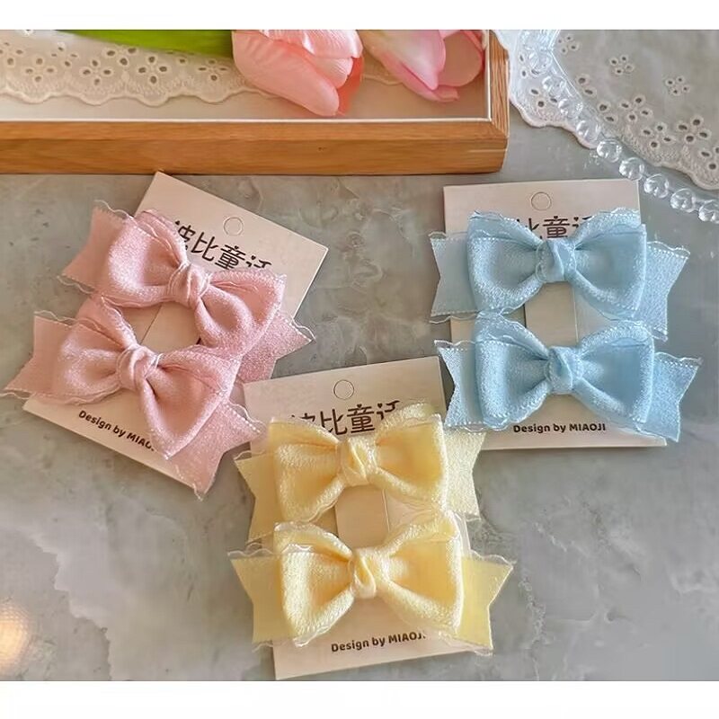 25年春款法式简约蝴蝶结刘海边夹儿童立体对夹网红女童发饰头饰品