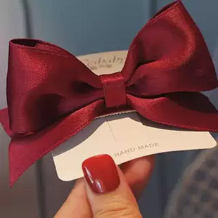 在逃公主顶夹发卡~女童红色立体蝴蝶结发夹可爱百搭儿童夹子头饰