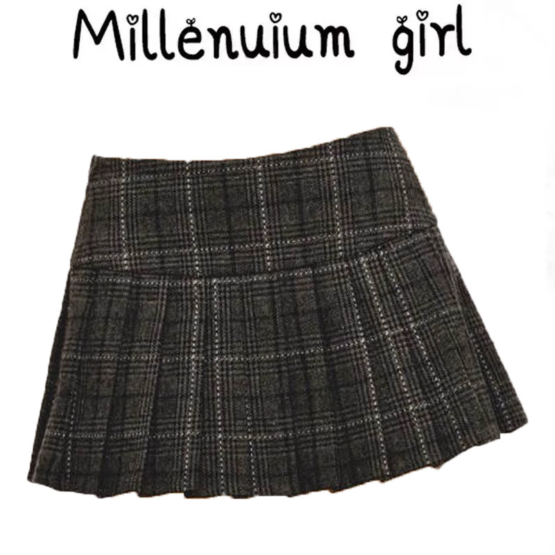 美式复古灰色格子西装短裙女半身裙春秋新款2025性感学院风百搭潮