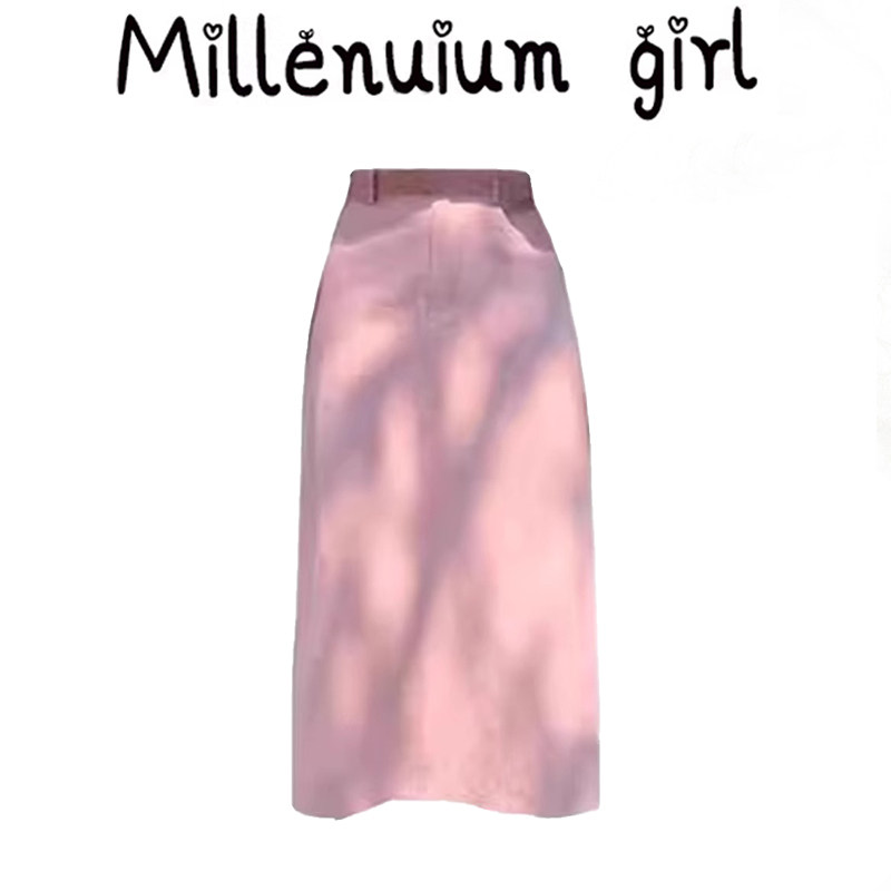 设计感小众开叉直筒半身裙女夏