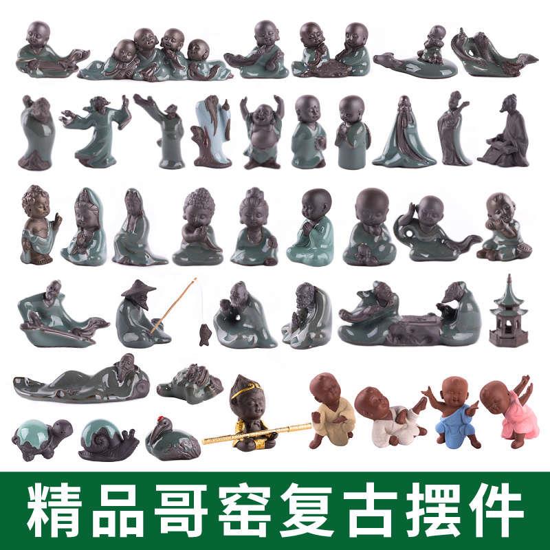 上水石盆景吸水石假山微景观陶瓷花盆花宠装饰品迷你小和尚小摆件