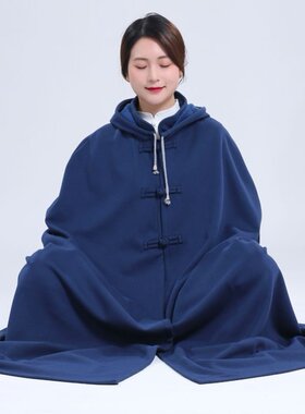 新款精梳棉加绒单层僧服打坐斗篷打坐披风居士打坐服禅修服春秋冬