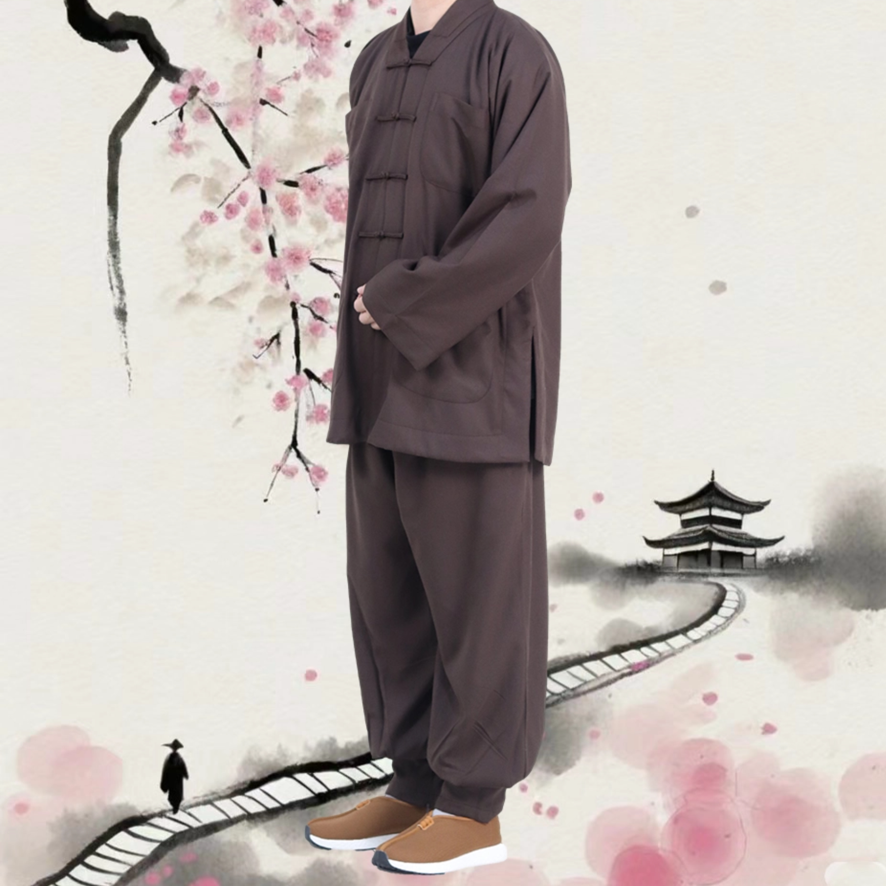 新款僧服短褂冬季加绒免绑腿套装出家人小褂两件套保暖