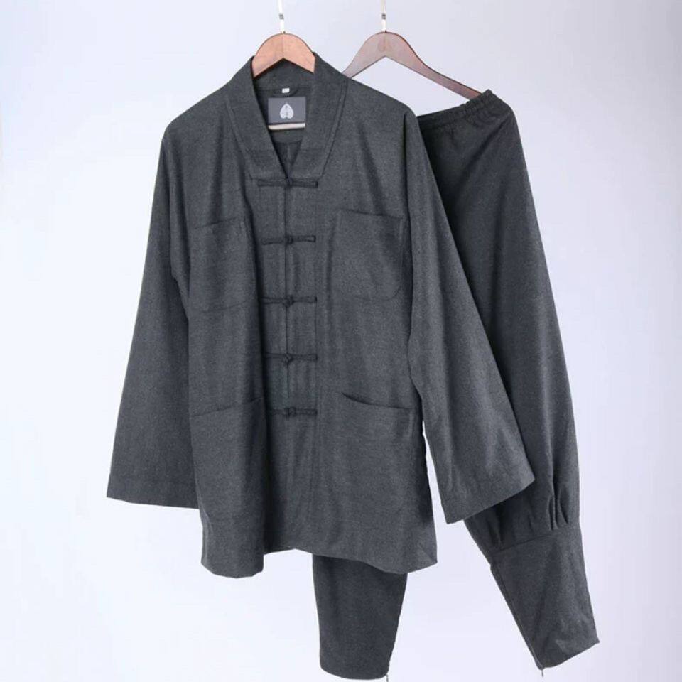 新款毛呢加绒僧服短褂和尚出家师父加厚小褂棉衣秋冬免绑腿僧人僧