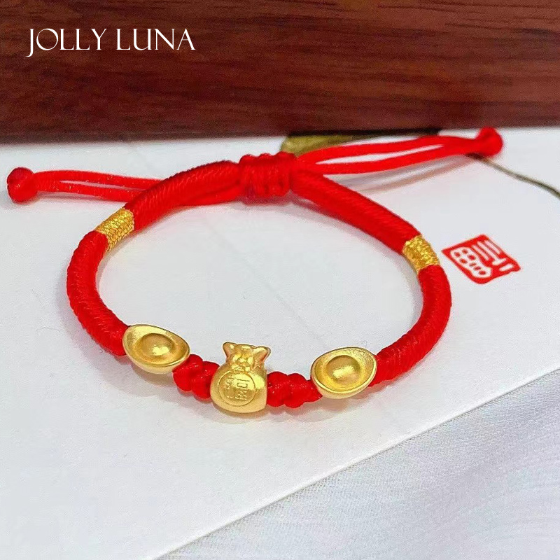 JOLLYLUNA999 الذهب الخالص سبائك الذهب مع الخرز