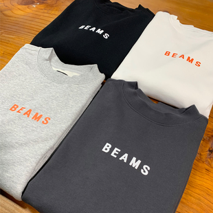 日系BEAMS 上衣 EFFECT字母印花圆领卫衣男女宽松百搭重磅抓绒长袖