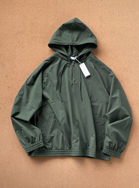 春秋季nana日系复古工装半拉链连帽外套男宽松休闲潮流夹克上衣