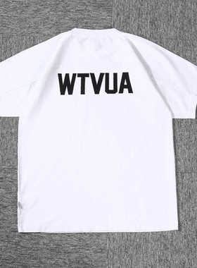 日系新款西山彻圆领短袖T恤后背字母印花水洗全棉t恤男装上衣潮牌