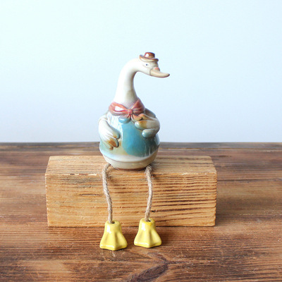 陶瓷吊脚鸭工艺品家居陶瓷鸭子装饰摆设花园装饰鸭子摆件5297