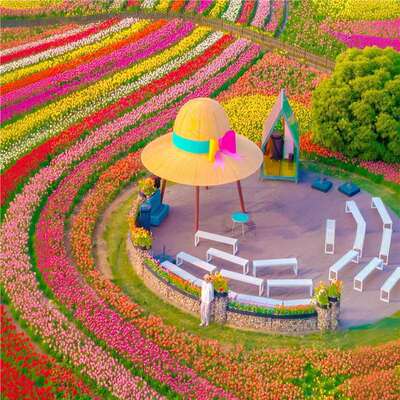 网红巨型草帽凉亭打卡美陈道具