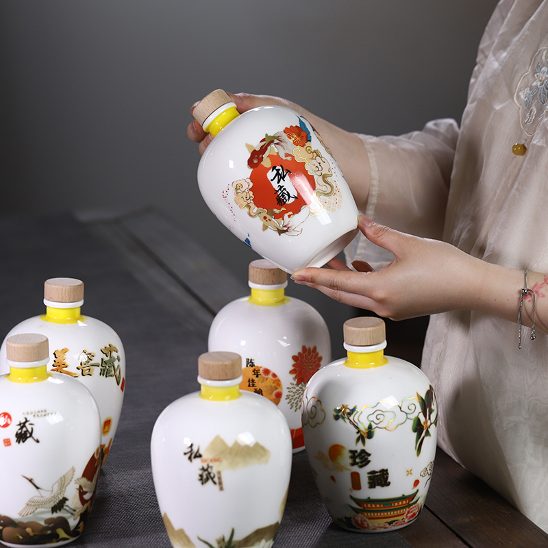 陶瓷酒坛一斤装家用仿古烤花白酒黄酒壶密封酒瓶子空酒瓶包邮定制