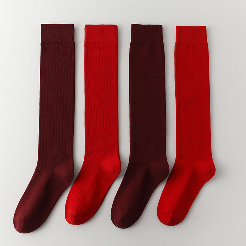 秋冬款安可拉红小腿袜子女百搭美腿复古显瘦酒红色网红长筒堆堆袜,女士内衣/男士内衣/家居服,长筒袜,淘宝优惠券,粉丝福利购,淘宝优惠卷