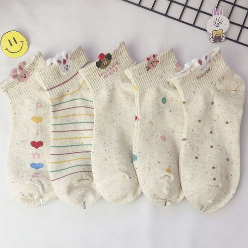 点子纱卡通小兔条纹低帮浅口船袜