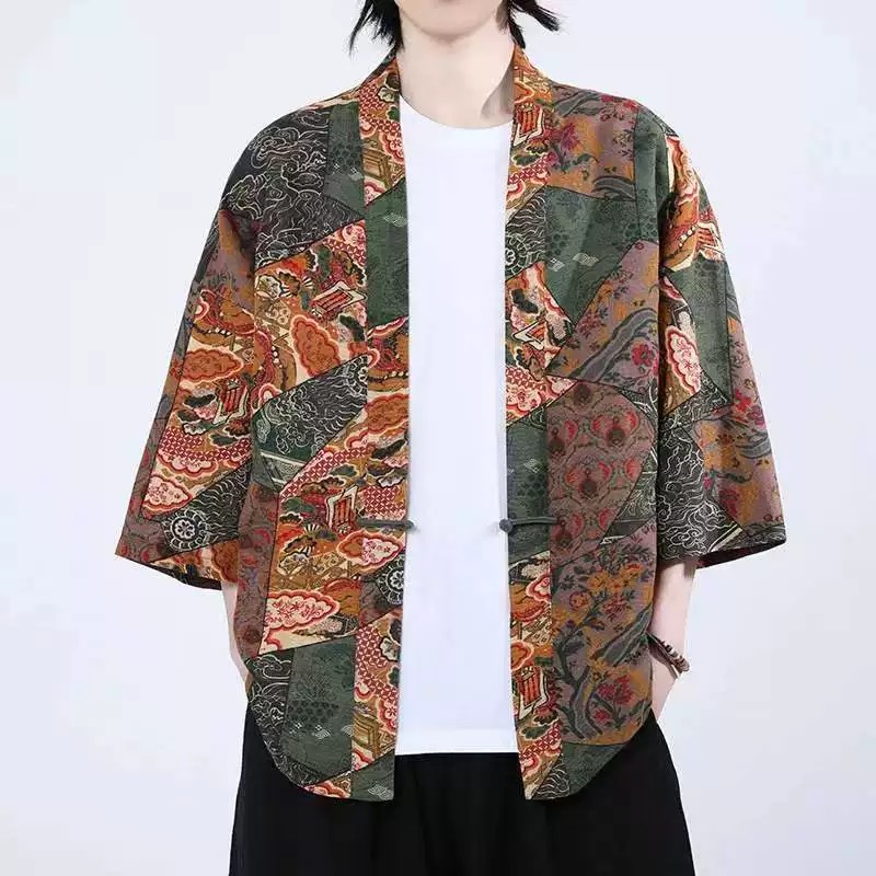 点击率服饰男装2026夏季新款男士民族风盘扣开衫高档轻奢国风外套