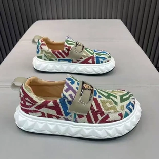 桑植潮鞋民族风男鞋2026新款一脚蹬懒人潮鞋国风板鞋男士帆布鞋子