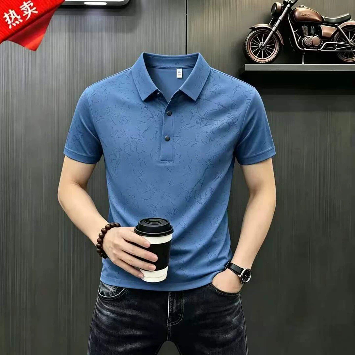 维乾男装专柜正品2026夏季新款男士时尚短袖衬衫高弹休闲polo衫潮