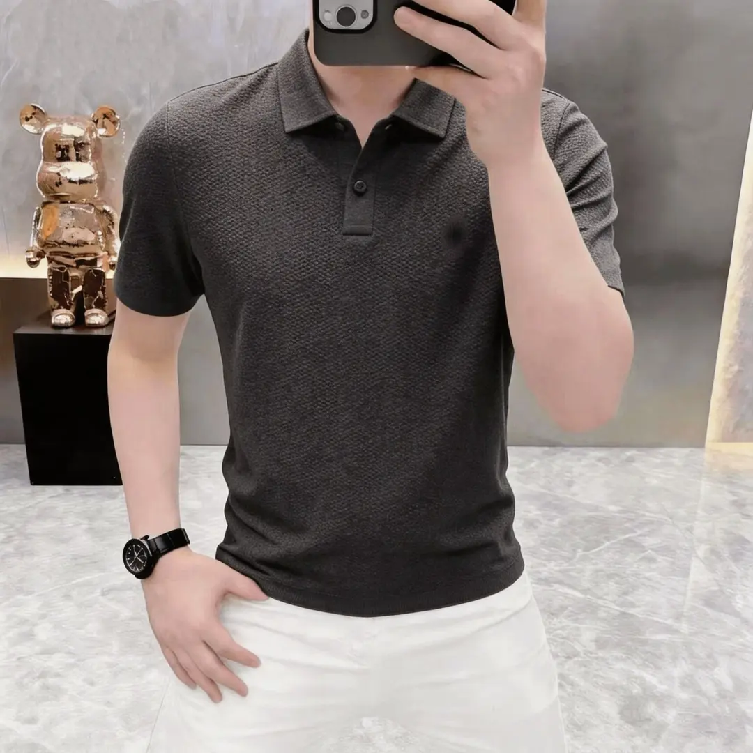 亿万精品男装夏季男士轻奢老钱风翻领短袖T恤POLO衫时尚百搭半袖