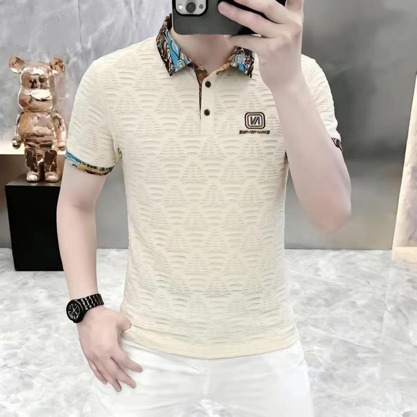 点击率男装专卖店高档刺绣polo衫短袖夏季男士冰丝透气翻领半袖潮