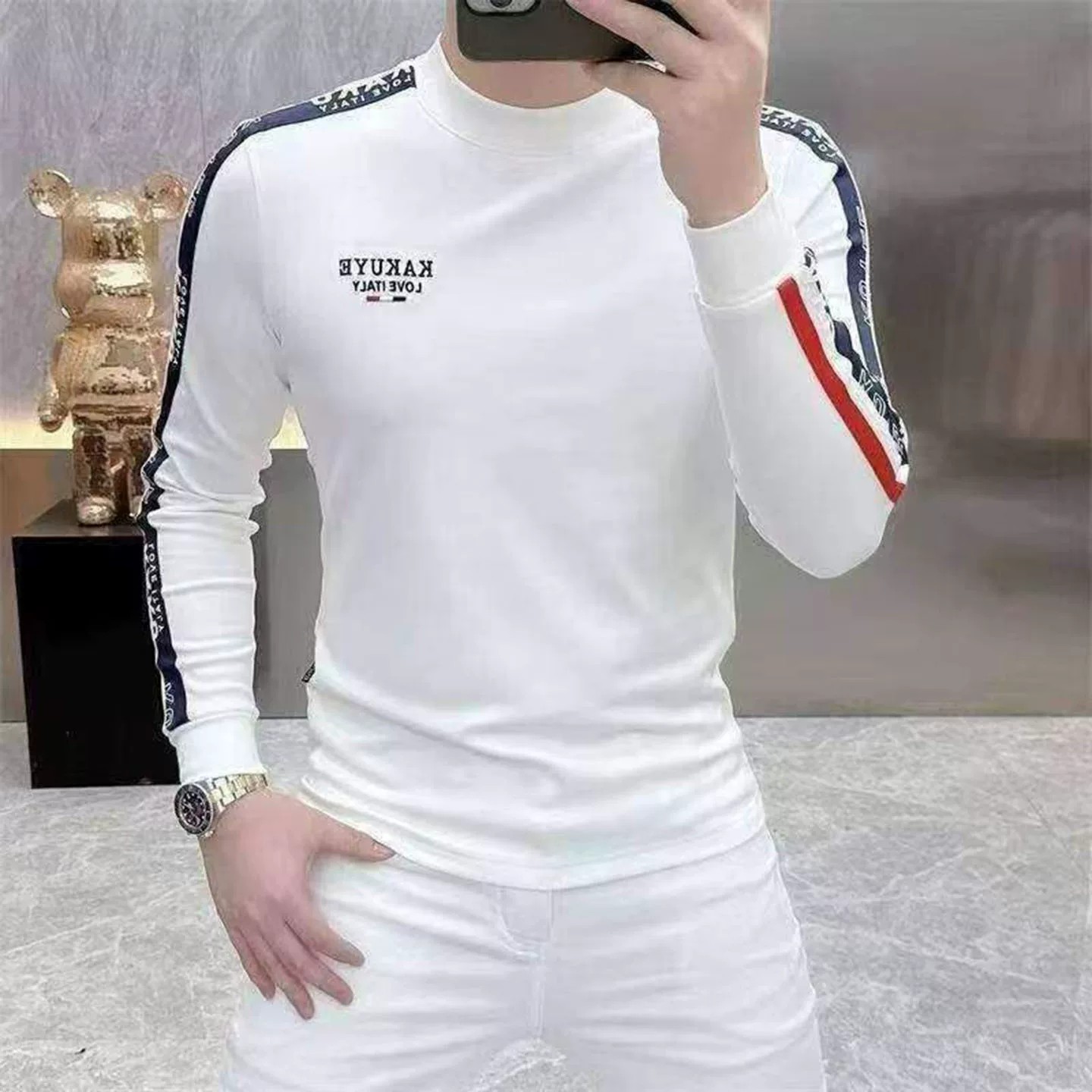 铂瑾精选男装2026早秋新款拼色卫衣高档男士时尚高级百搭长袖T恤