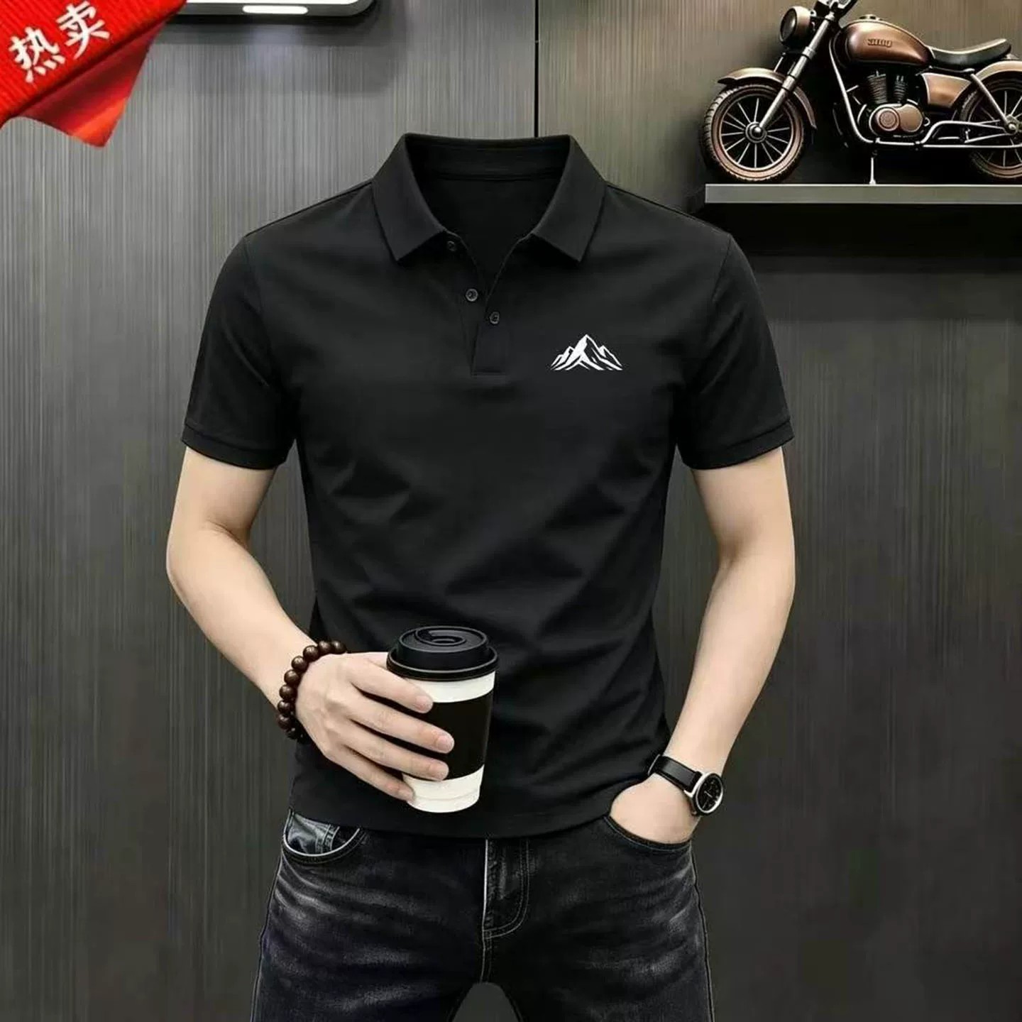 点击率男装翻领短袖POLO衫高端轻奢男士夏季大码时尚商务休闲T恤