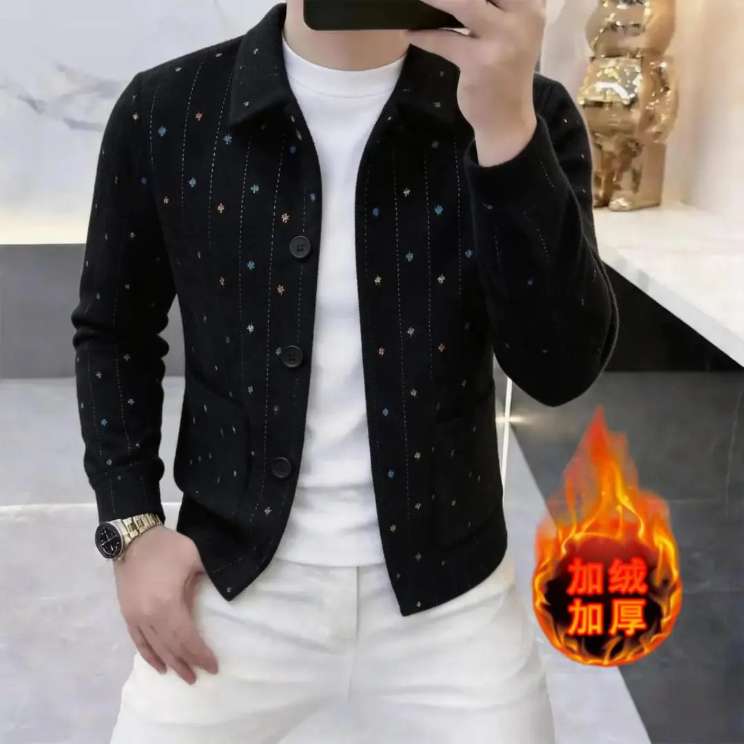 云衣汇精品男装轻奢时尚男士翻领夹克冬季新款潮流休闲痞帅男外套