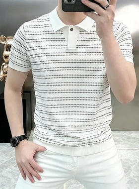 都来服装店9老钱风男士短袖POL0衫夏季翻领商务休闲针织半袖T恤