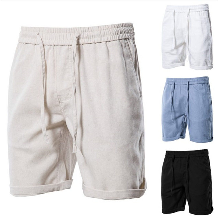 日系夏季沙滩五分裤男士棉麻短裤beach mens cotton hemp shorts