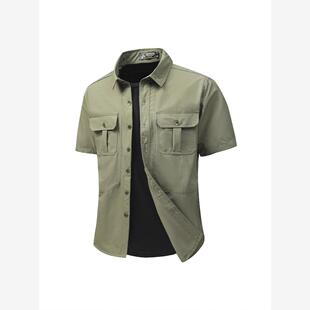短袖衬衣军旅风户外透气多口袋衬衫 Outdoor short-sleeved shirt