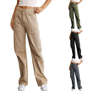 Women's straight-fit trendy work pants美式女装直筒潮流工装裤