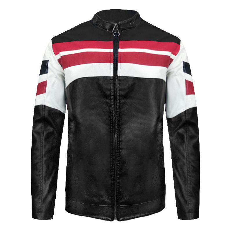 Leather motorcycle jacket 欧美男士防风外套机车皮衣韩版皮夹克