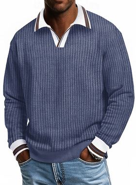 Collared thick corduroy jacket长袖套头卫衣翻领加厚灯芯绒上衣