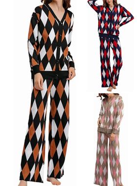 Sweater knitted pants suit for women时尚开衫毛衣长裤针织套装