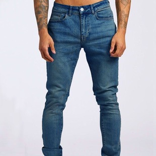 Men's trend slim-fit denim pants男士街头休闲潮流修身牛仔长裤