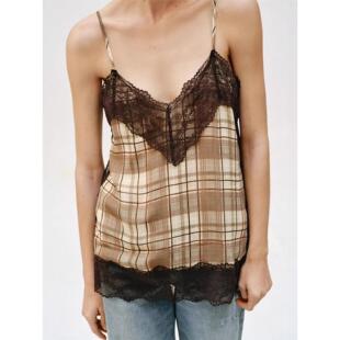 Slimming lace camisole dress forwomen复古V领蕾丝显瘦吊带上衣