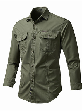 Tooling cotton long sleeve shir 2023男士工装衬衫纯棉长袖衬衣